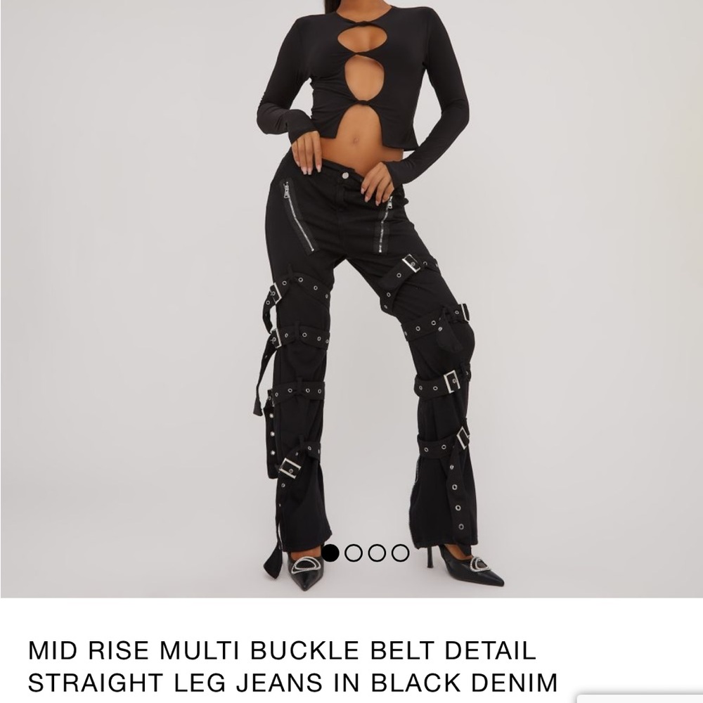 Ego official, multi buckle belt detail, straight leg pant. BRAND NEW WITH TAG.